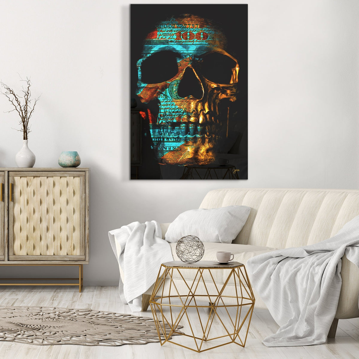 Teal $kull Acrylic Print - Thedopeart
