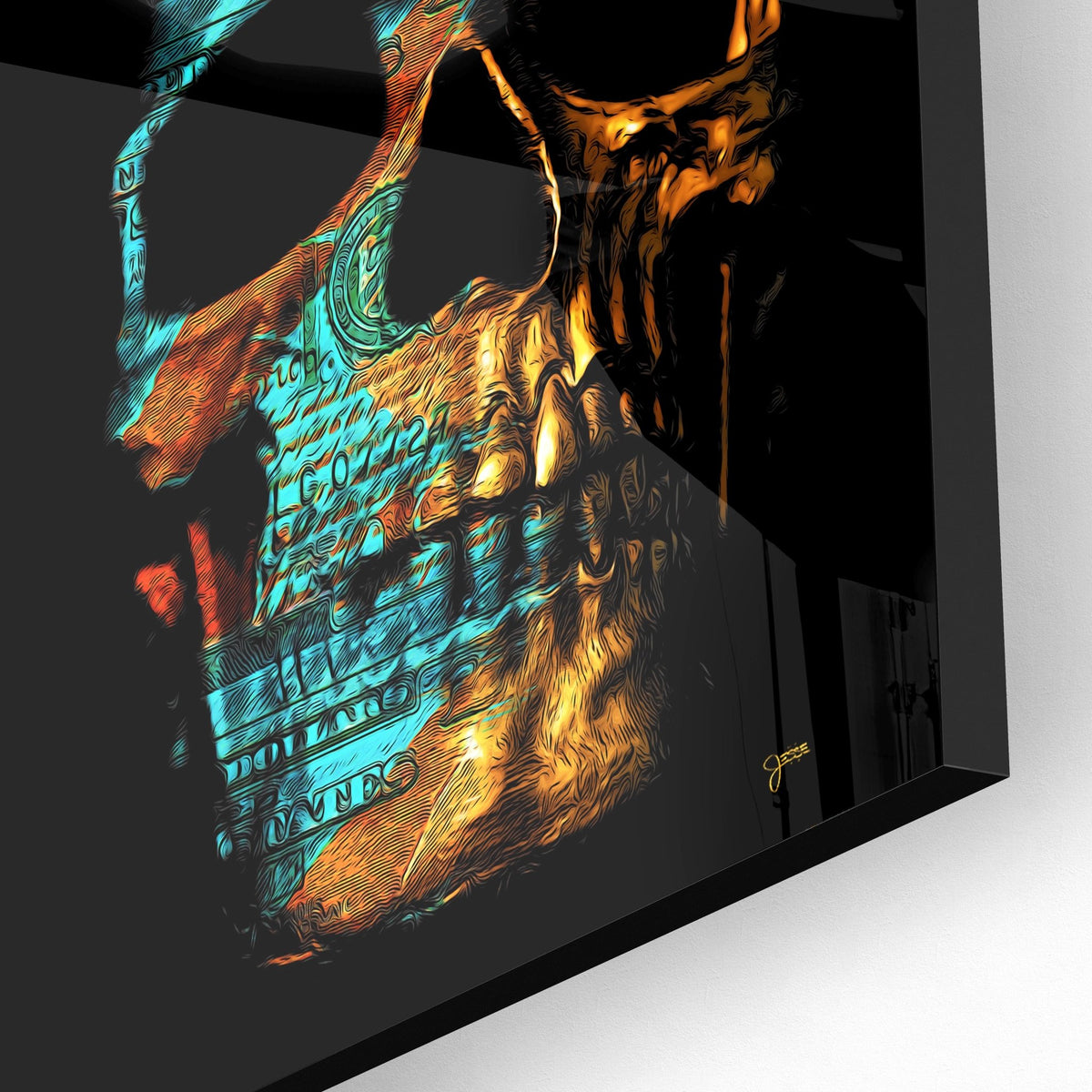 Teal $kull Acrylic Print - Thedopeart