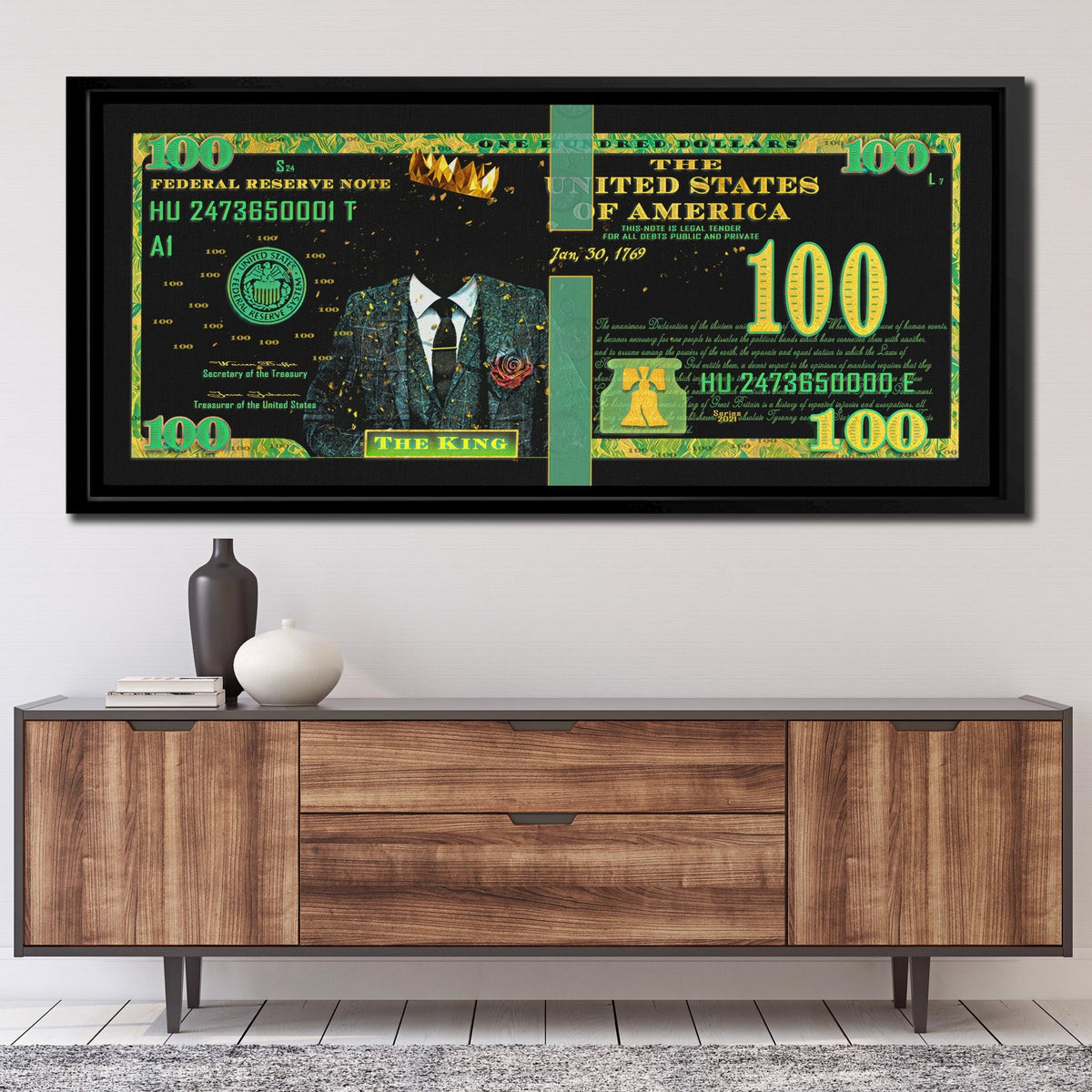 Cash is King - 100 Dollar Bill - Thedopeart Canvas