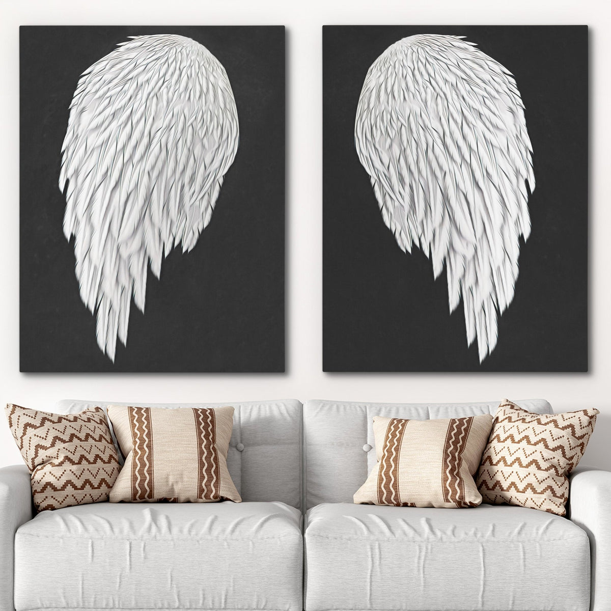 White Angel Wings 2 Piece Set - Thedopeart Canvas
