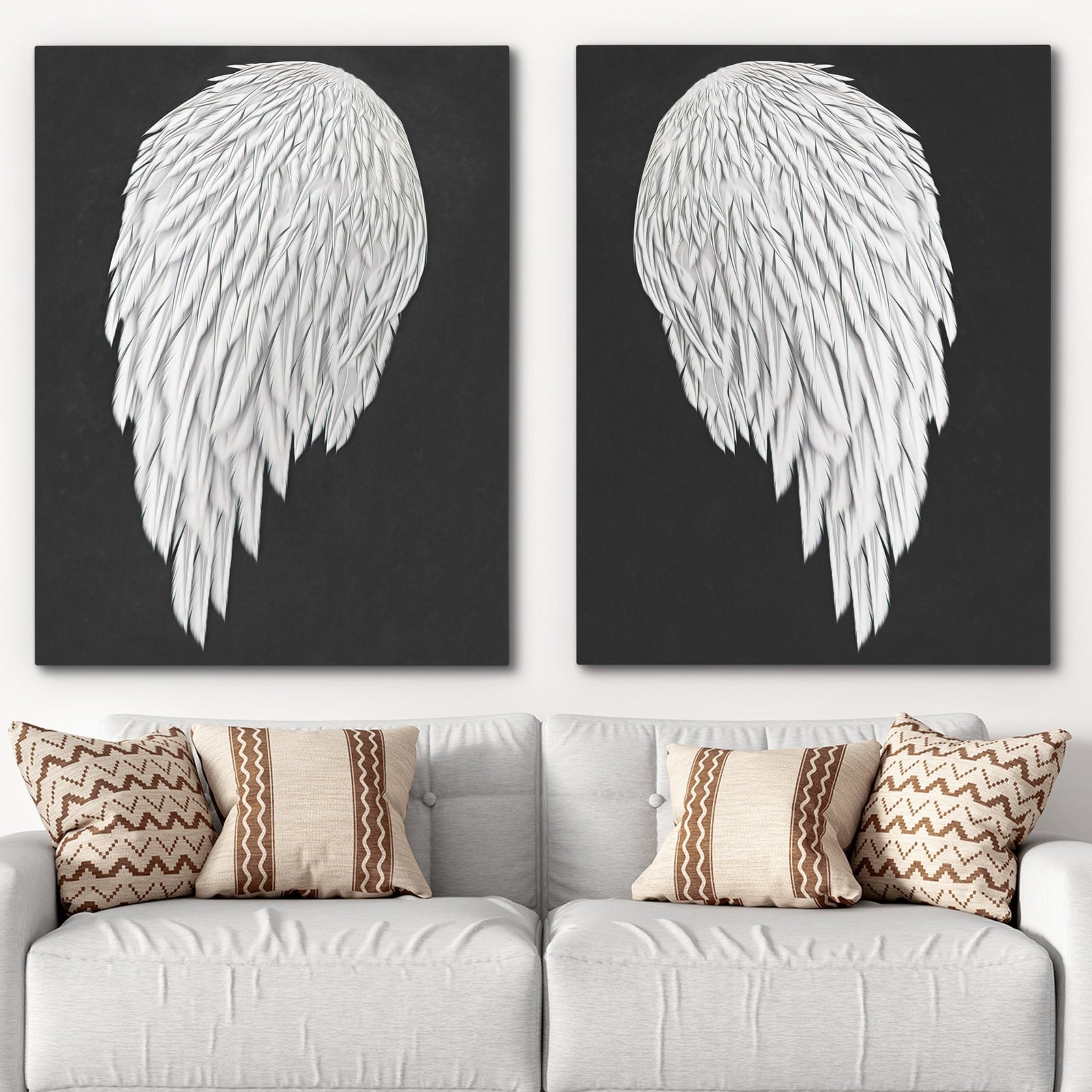 White Angel Wings 2 Piece Set - Thedopeart Canvas