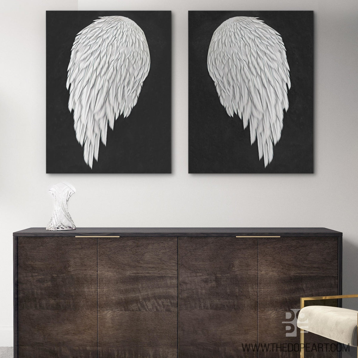 White Angel Wings 2 Piece Set - Thedopeart Canvas
