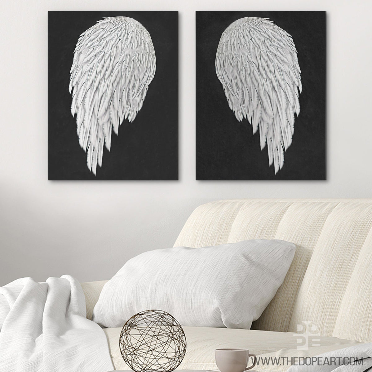 White Angel Wings 2 Piece Set - Thedopeart Canvas