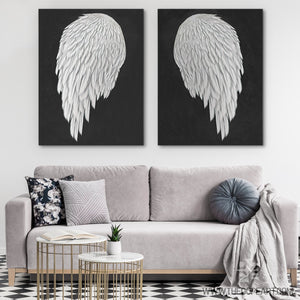 White Angel Wings 2 Piece Set - Thedopeart Canvas
