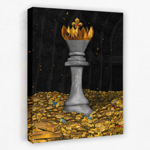 White Bitcoin Chess King - Thedopeart Canvas