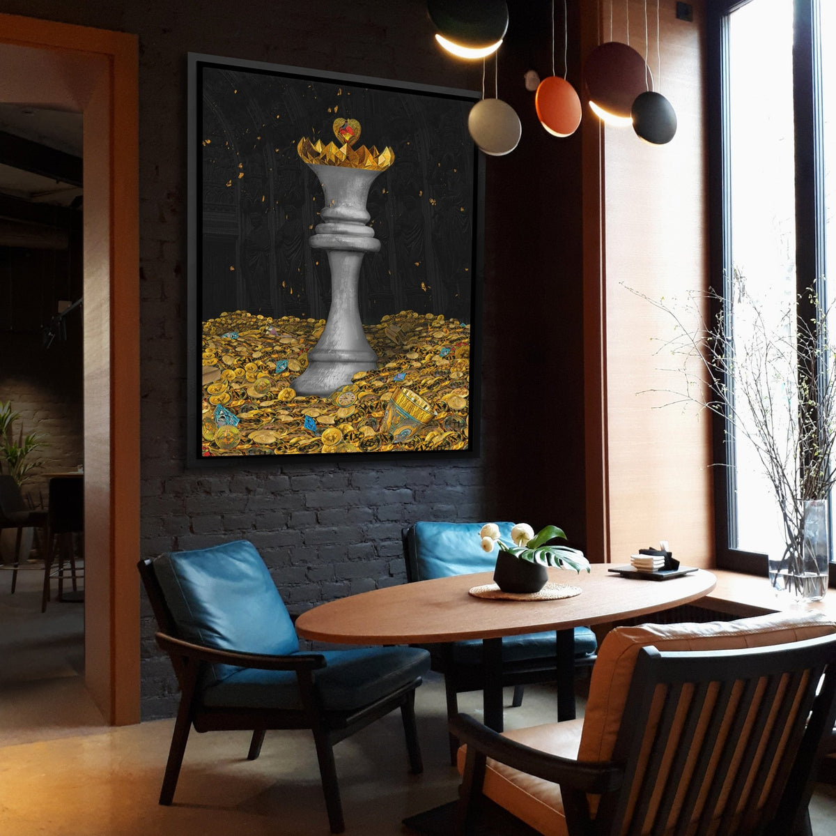 White Bitcoin Chess Queen - Thedopeart Canvas