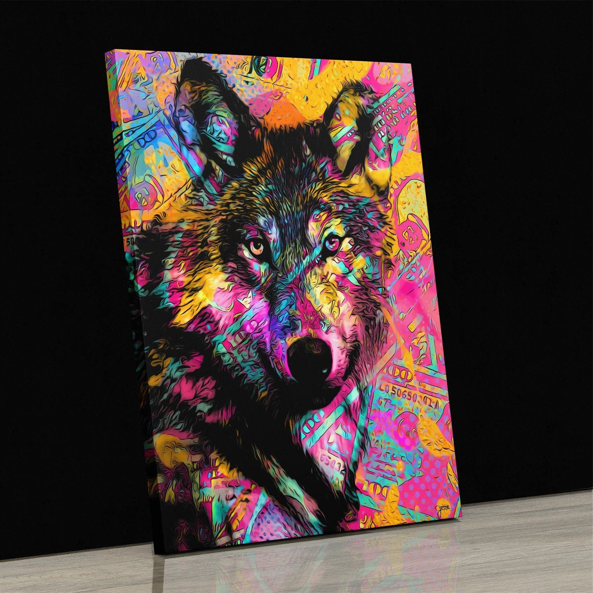 Money Wolf - 100 Dollar Bill Money Art Canvas - Wolf Wall Art - Thedopeart